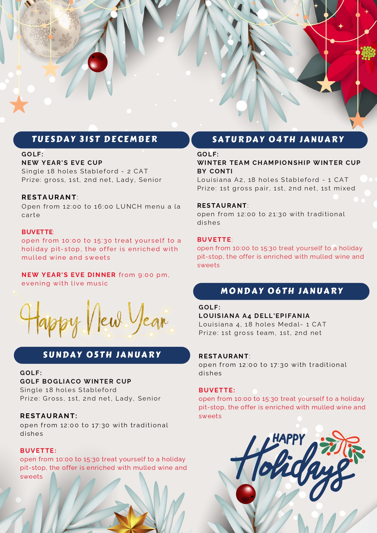 HOLIDAYS CALENDAR